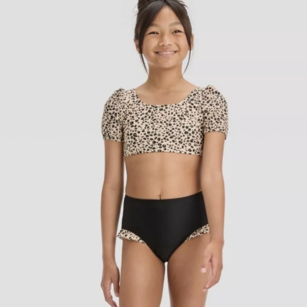 Cat & Jack Tan and Black Leopard Bikini Girl Size 4/5